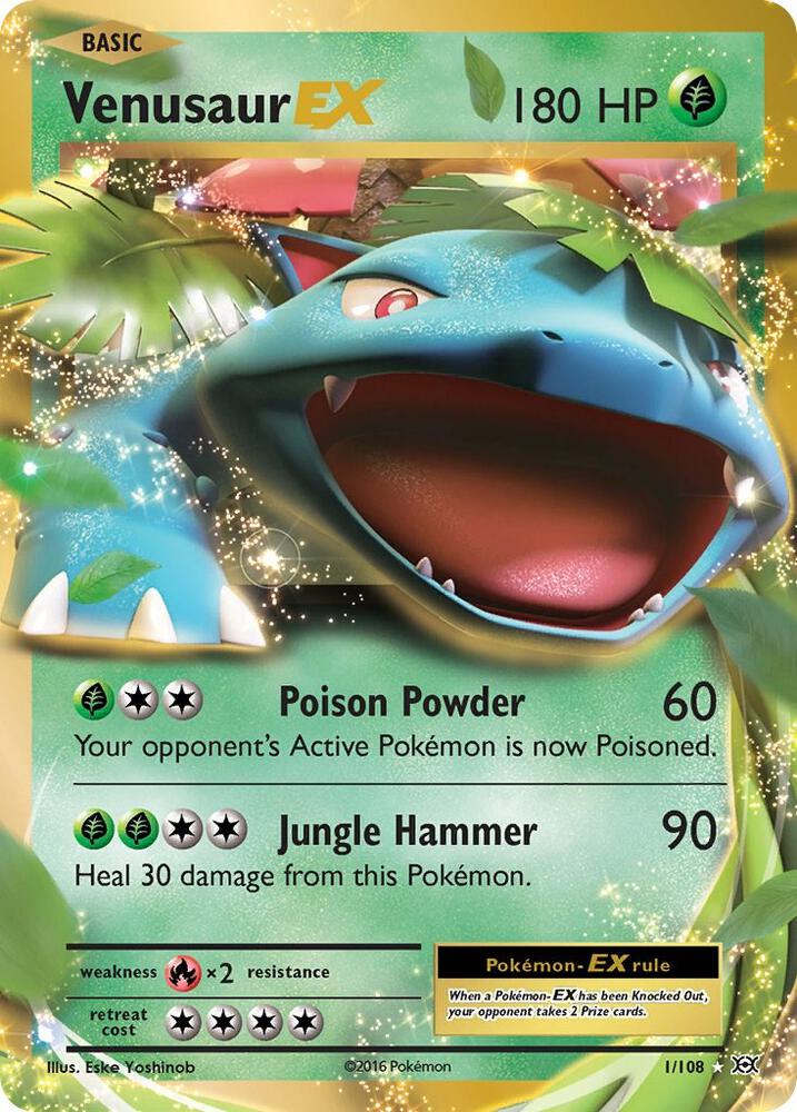 Venusaur EX Ultra Rare XY - Evolutions 1/108 MP (Back)