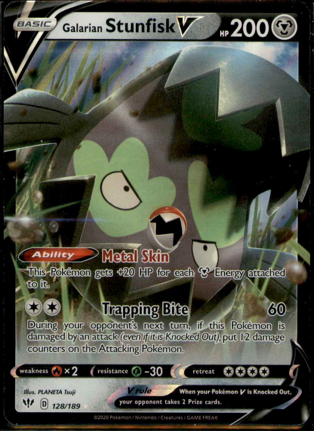 Galarian Stunfisk V Ultra Rare SWSH03: Darkness Ablaze 128/189 NM