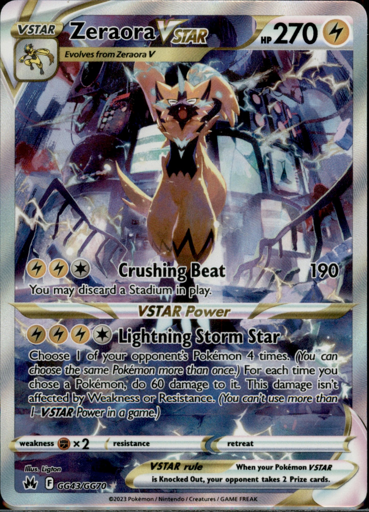 Zeraora VSTAR Ultra Rare Crown Zenith: Galarian Gallery GG43/GG70 NM