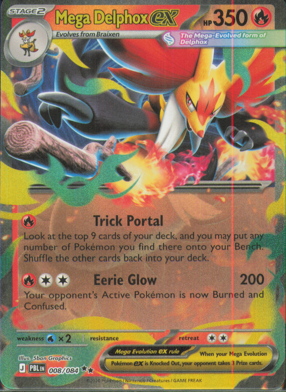 Mega Delphox ex Double Rare ME05: Pitch Black 008/084 NM