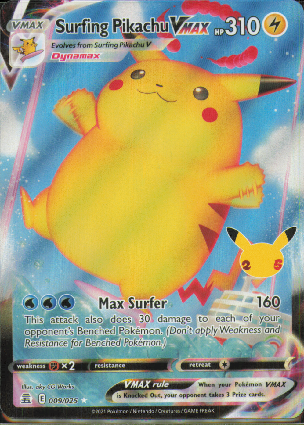 Surfing Pikachu VMAX Ultra Rare Celebrations 009/025 NM