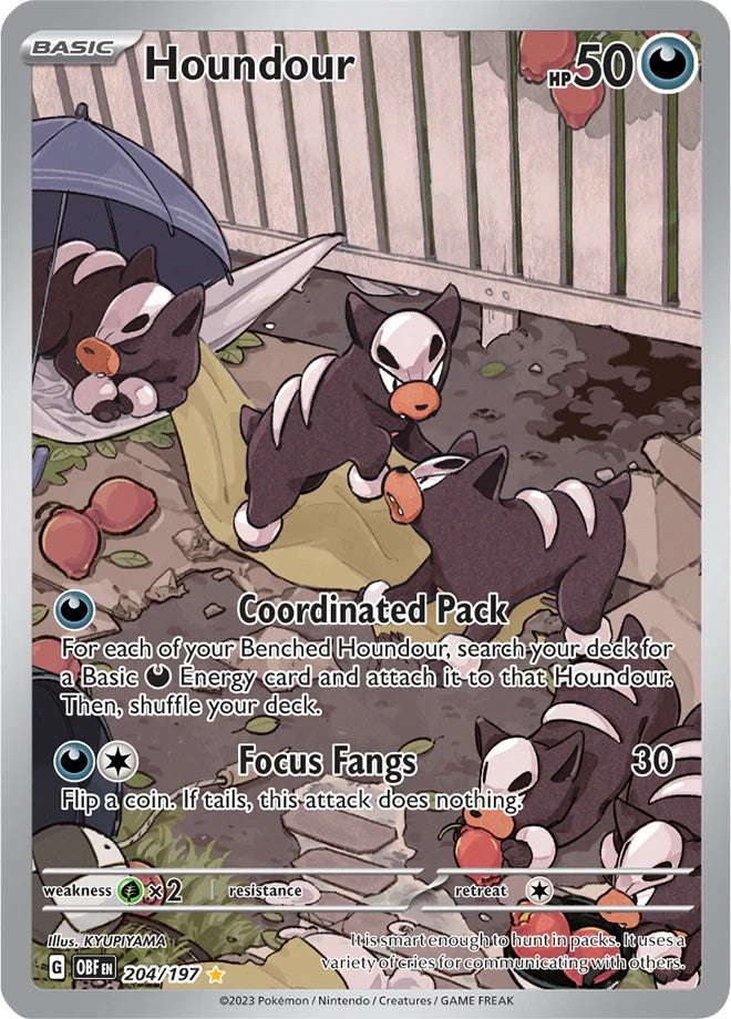 Houndour - Illustration Rare SV03: Obsidian Flames 204/197 NM