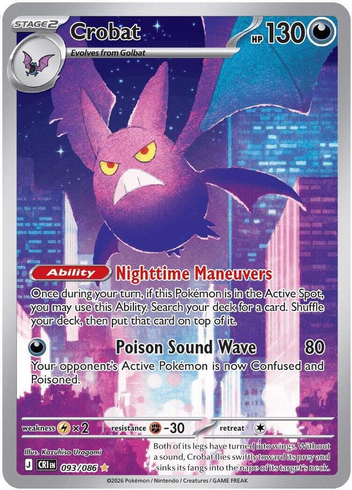 Crobat Illustration Rare ME04: Chaos Rising 093/086 NM