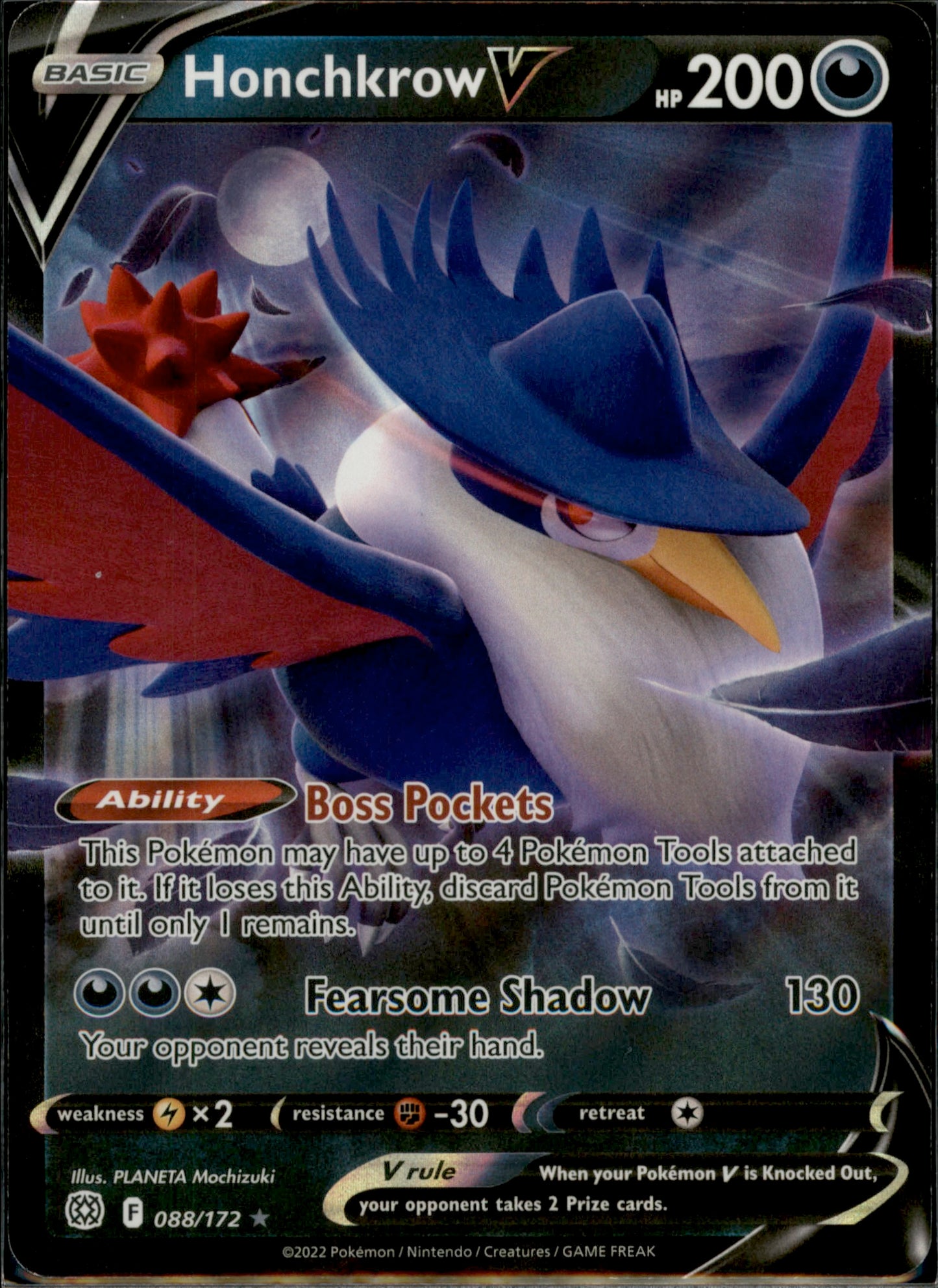 Honchkrow V Ultra Rare SWSH09: Brilliant Stars 088/172 NM