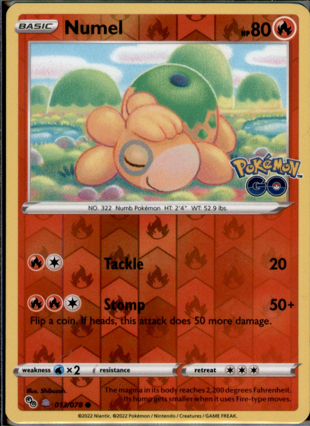 Numel (Peelable Ditto) Common Pokemon GO 013/078 NM
