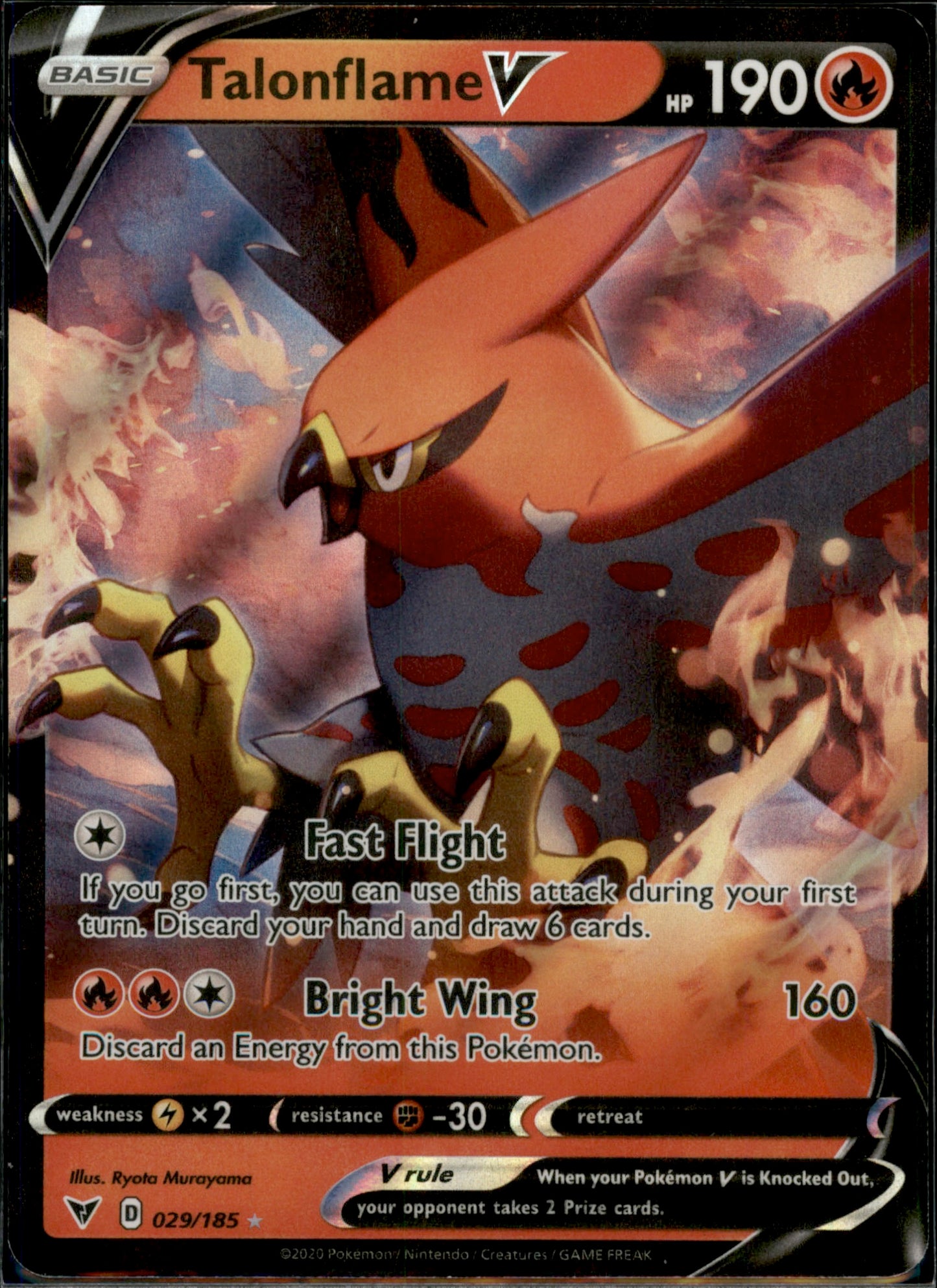 Talonflame V Ultra Rare SWSH04: Vivid Voltage 029/185 NM
