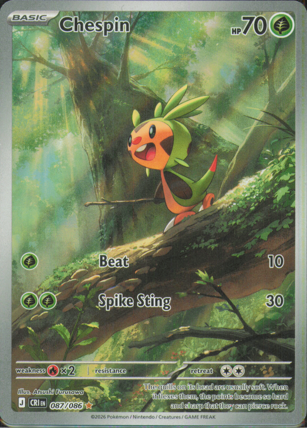 Chespin - Illustration Rare ME04: Chaos Rising 087/086 NM
