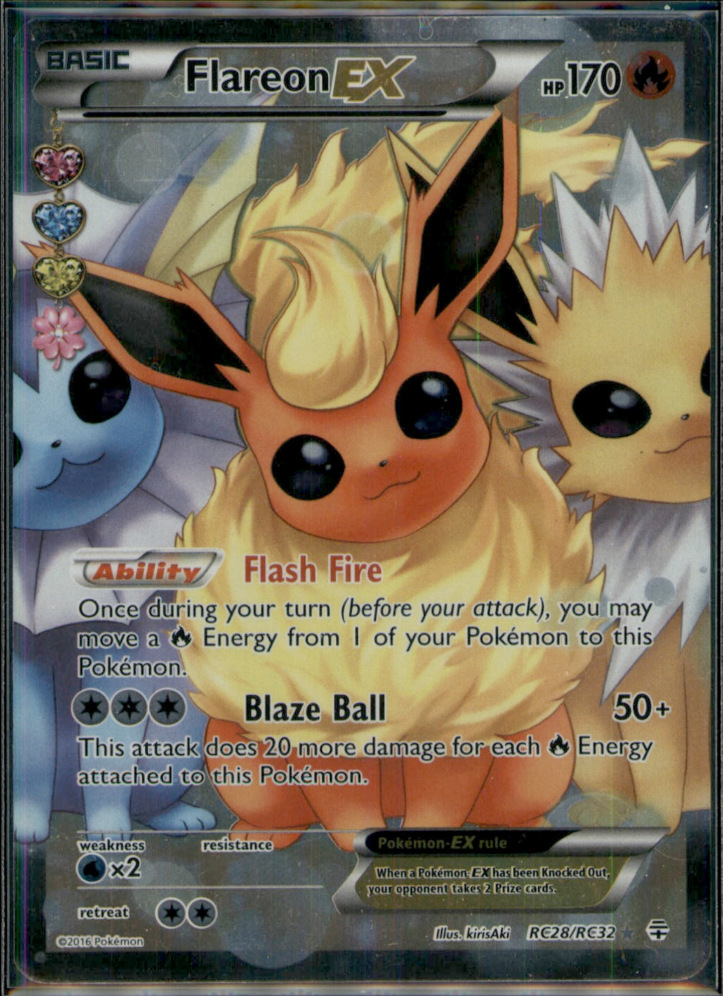 Flareon EX (Full Art) Ultra Rare Generations: Radiant Collection RC28/RC32 LP