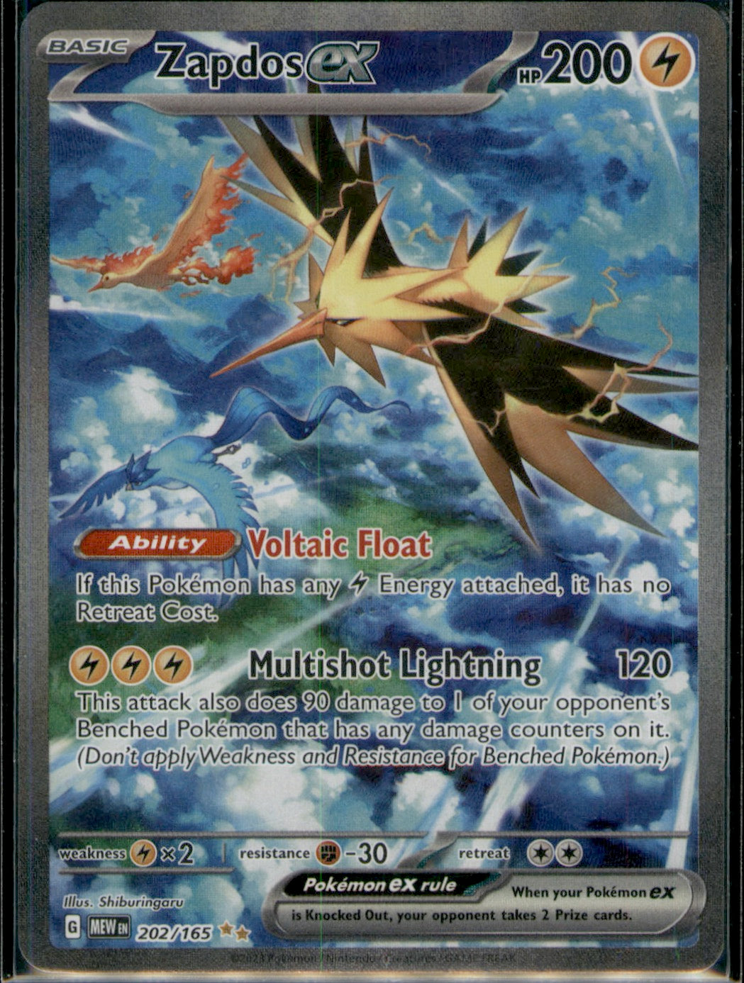 Zapdos ex Special Illustration Rare SV: Scarlet & Violet 151 202/165 NM