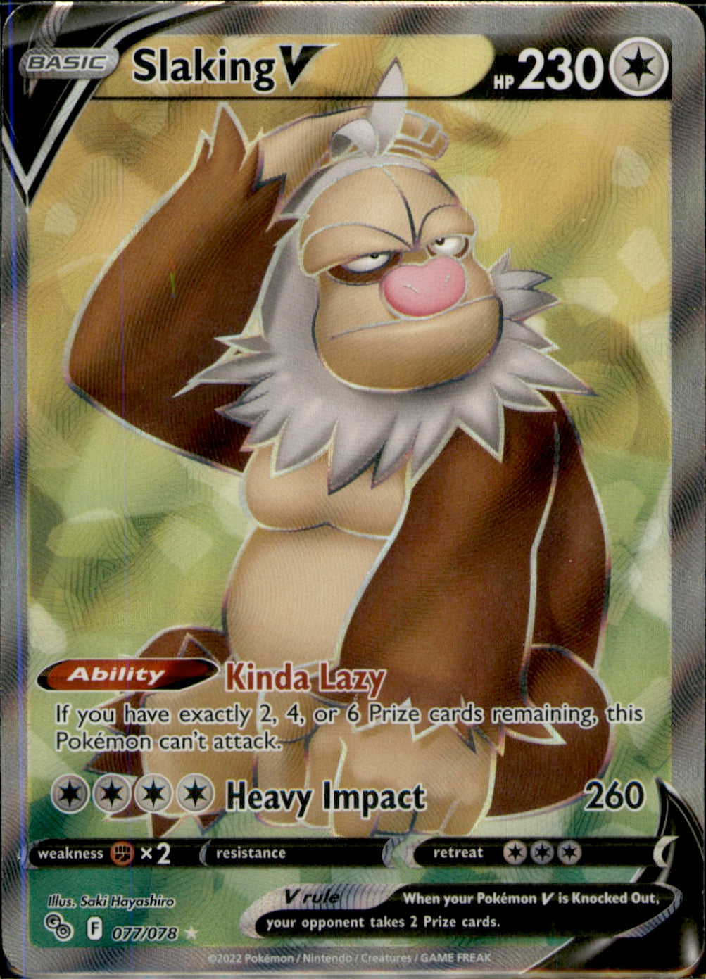 Slaking V (Full Art) Ultra Rare Pokemon GO 077/078 NM