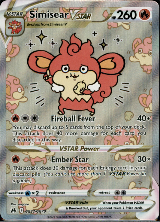 Simisear VSTAR Ultra Rare Crown Zenith: Galarian Gallery GG37/GG70 NM