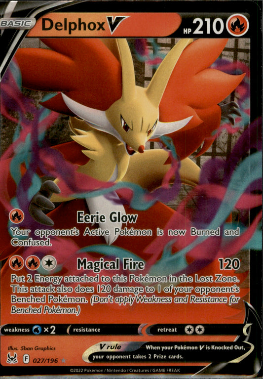 Delphox V Ultra Rare SWSH11: Lost Origin 027/196 NM