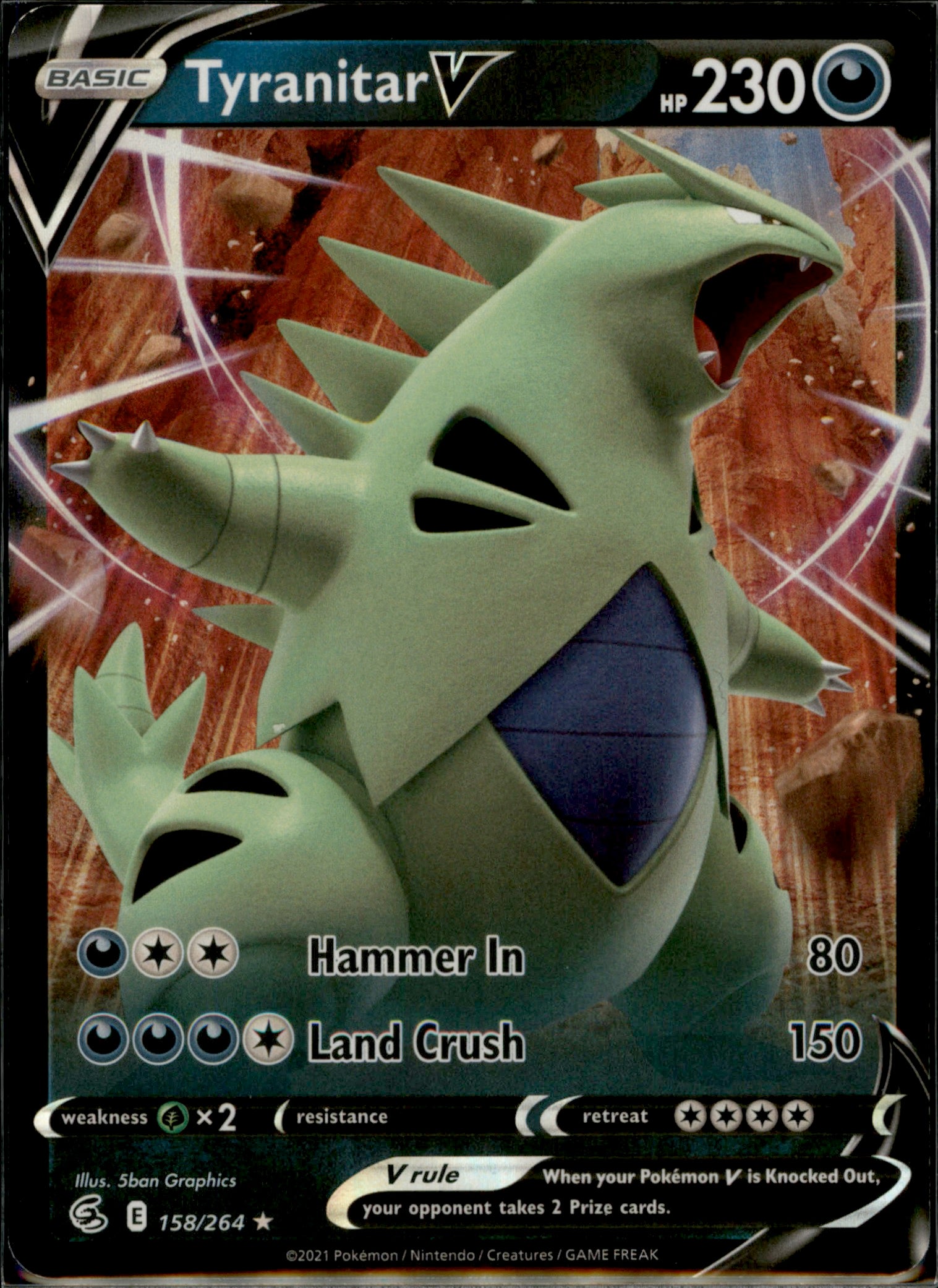 Tyranitar V Ultra Rare SWSH08: Fusion Strike 158/264 NM