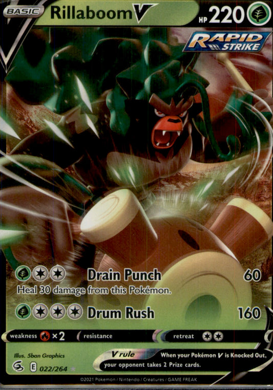 Rillaboom V Ultra Rare SWSH08: Fusion Strike 022/264 NM