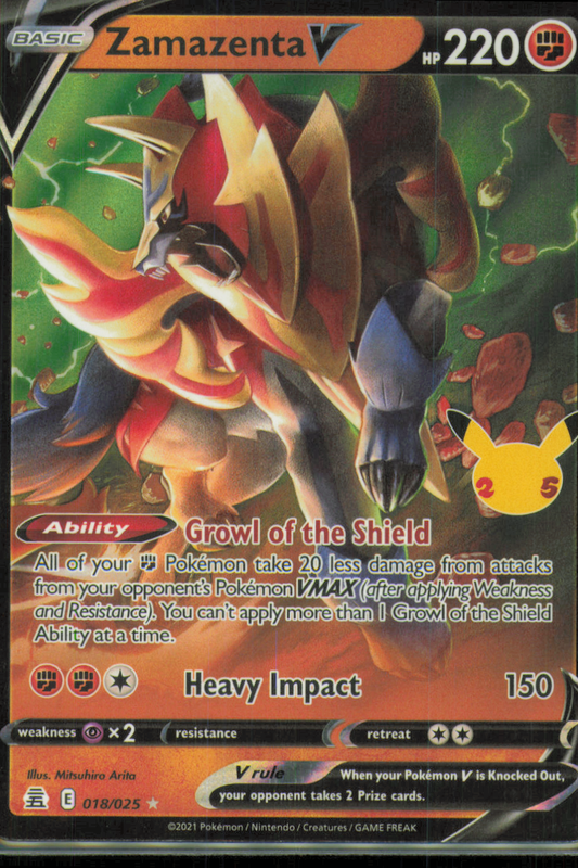 Zamazenta V Ultra Rare Celebrations 018/025 NM