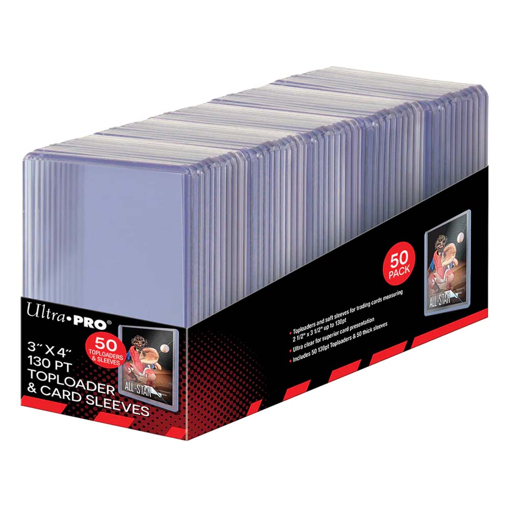 ULTRA PRO TOPLOADER- 3" x 4" Super Thick 130pt w/ thick card sleeves 50ct