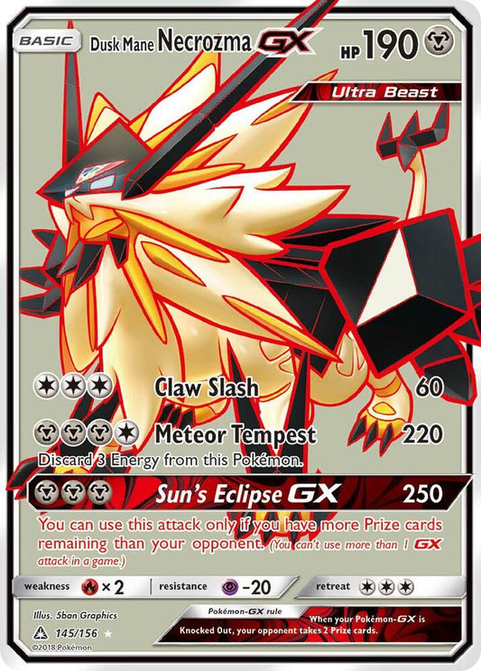 Dusk Mane Necrozma GX (Full Art) TCG 9.5 - SM Ultra Prism 145/156 NM (Back)