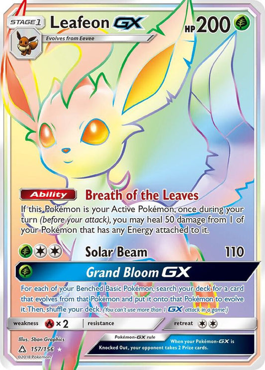 Leafeon GX (Secret Rare) Secret Rare SM - Ultra Prism 157/156 NM
