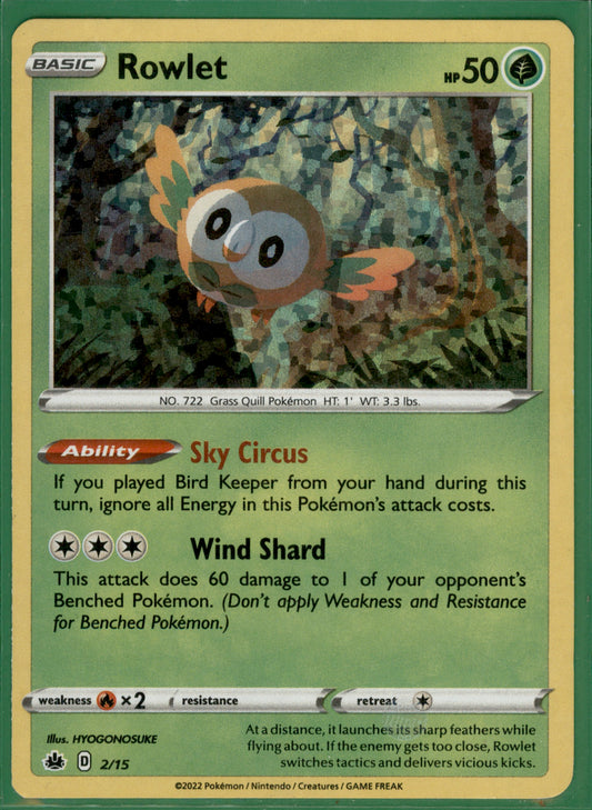 Rowlet - 2/15 Promo McDonald's Promos 2022 002/015 NM