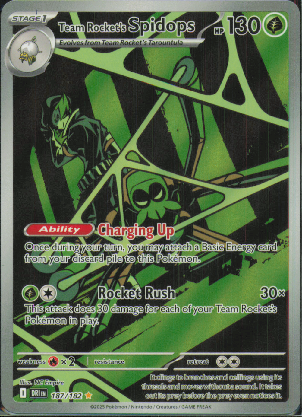 Team Rocket's Spidops Illustration Rare SV10: Destined Rivals 187/182 NM
