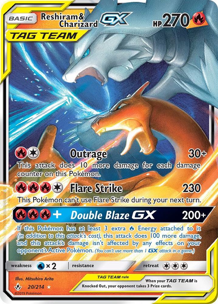 Reshiram & Charizard GX PSA 10 Ultra Rare SM - Unbroken Bonds 20/214 NM