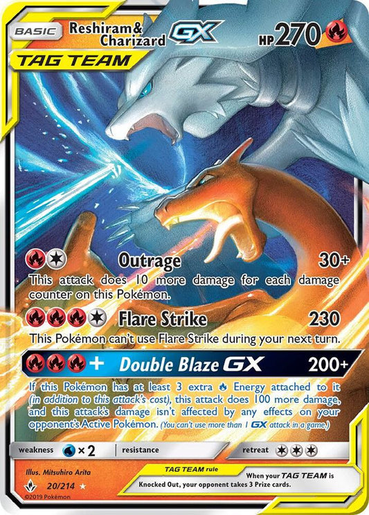 Reshiram & Charizard GX PSA 10 Ultra Rare SM - Unbroken Bonds 20/214 NM
