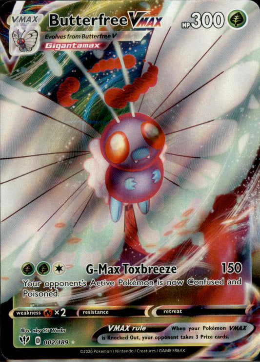 Butterfree VMAX Ultra Rare SWSH03: Darkness Ablaze 002/189 NM