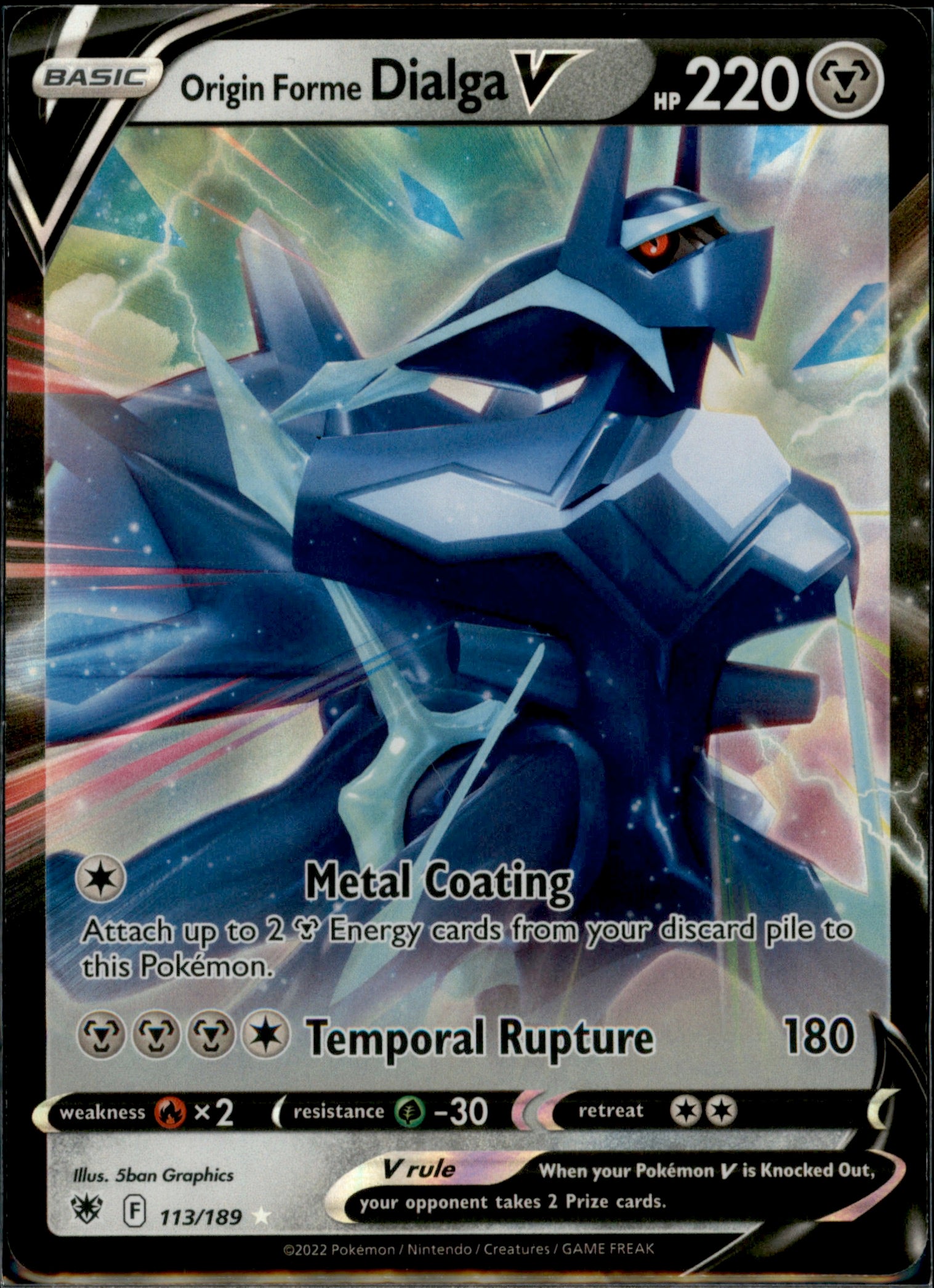Origin Forme Dialga V Ultra Rare SWSH10: Astral Radiance 113/189 NM