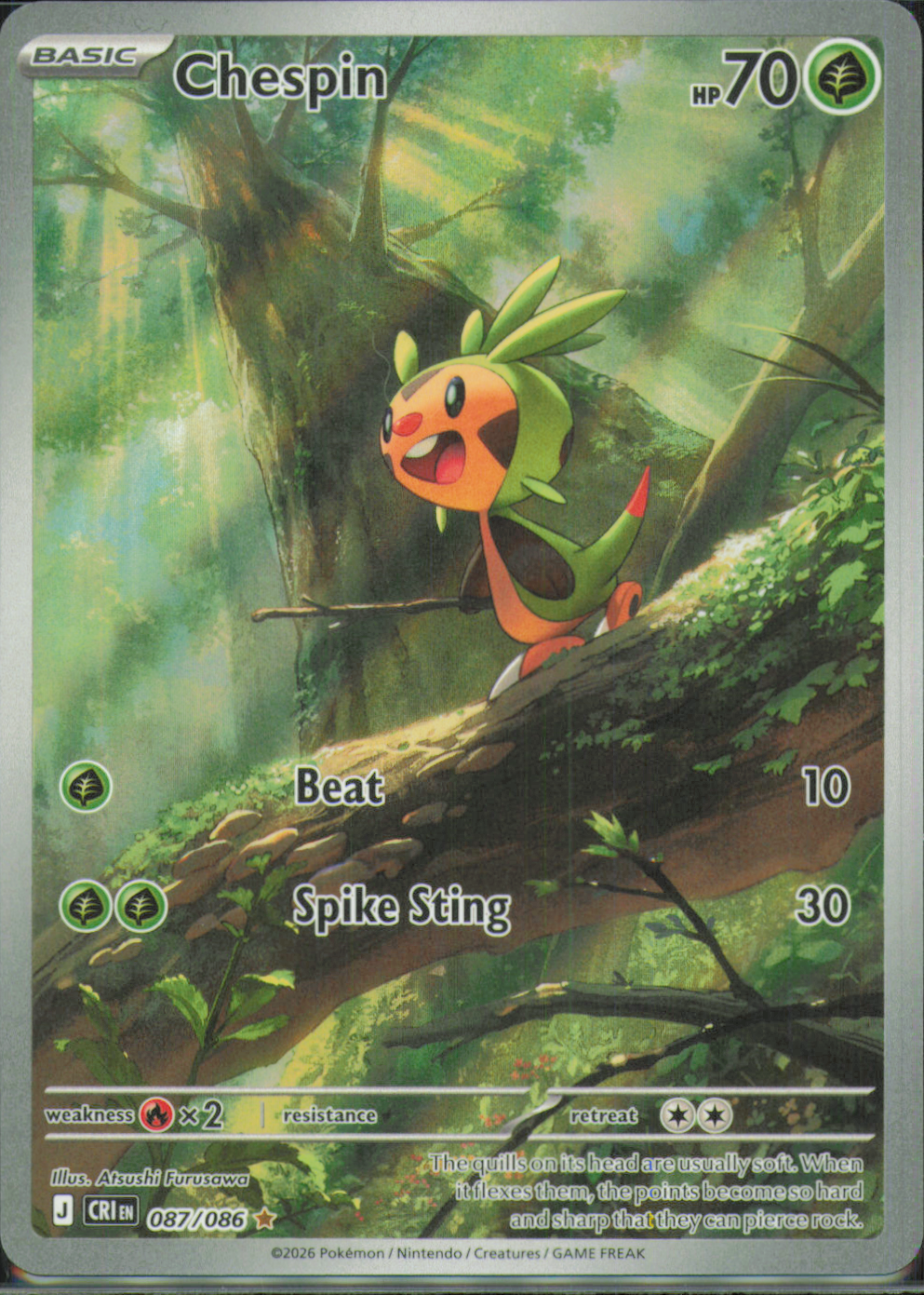 Chespin Illustration Rare ME04: Chaos Rising 087/086 NM
