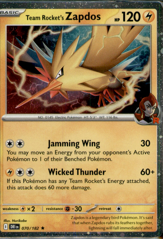 Team Rocket's Zapdos Rare SV10: Destined Rivals 070/182 NM