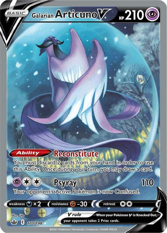 Galarian Articuno V (Alternate Full Art) Ultra Rare SWSH06: Chilling Reign 170/198 NM (Back)
