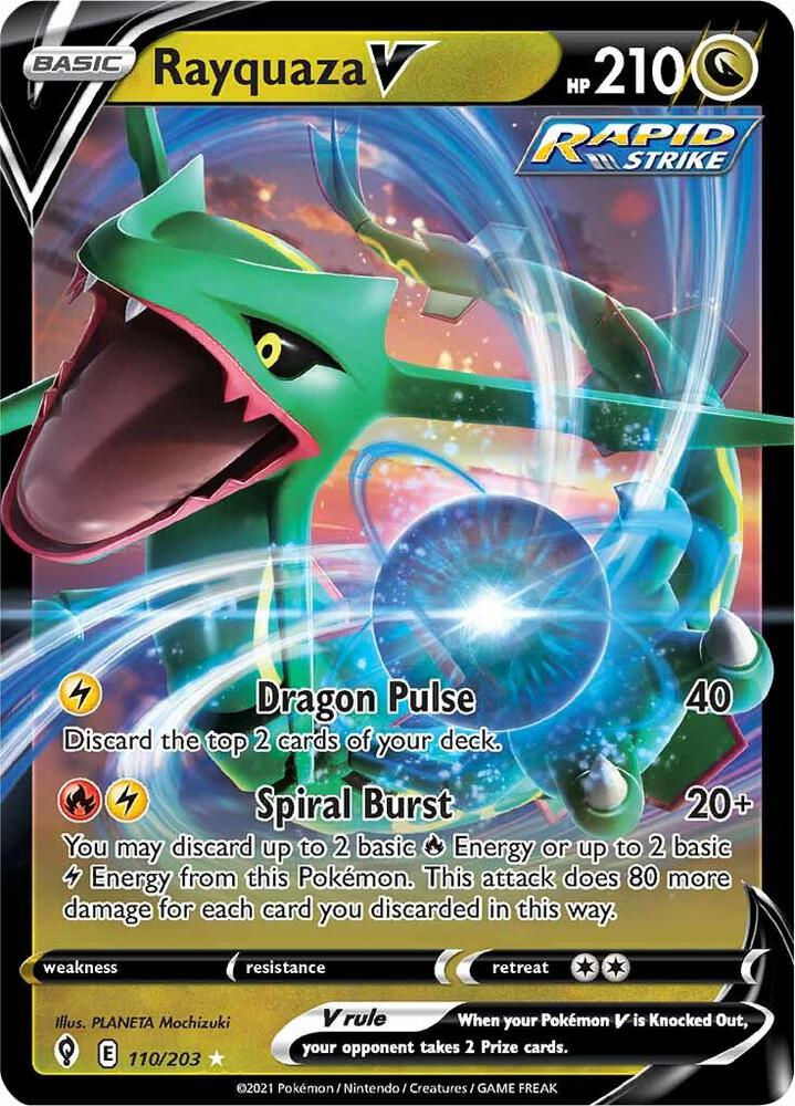 Rayquaza V Ultra Rare SWSH07: Evolving Skies 110/203 NM (Back)