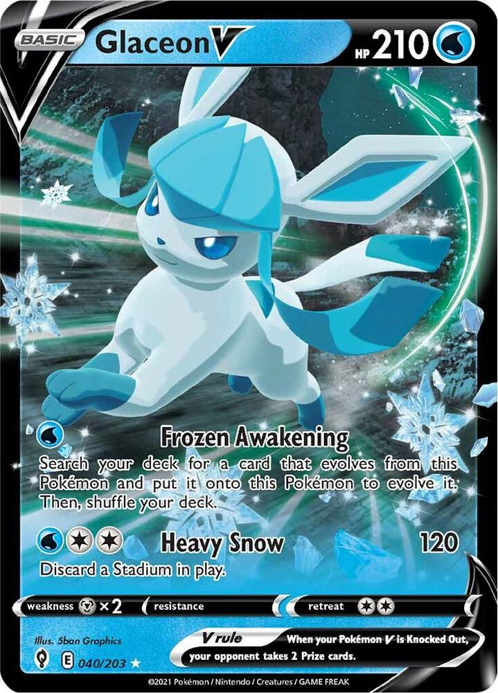 Glaceon V Ultra Rare SWSH07: Evolving Skies 040/203 NM