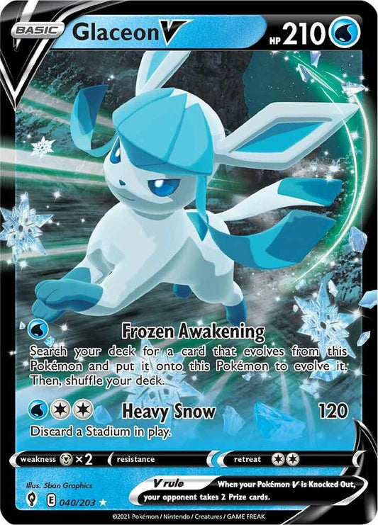 Glaceon V Ultra Rare SWSH07: Evolving Skies 040/203 NM