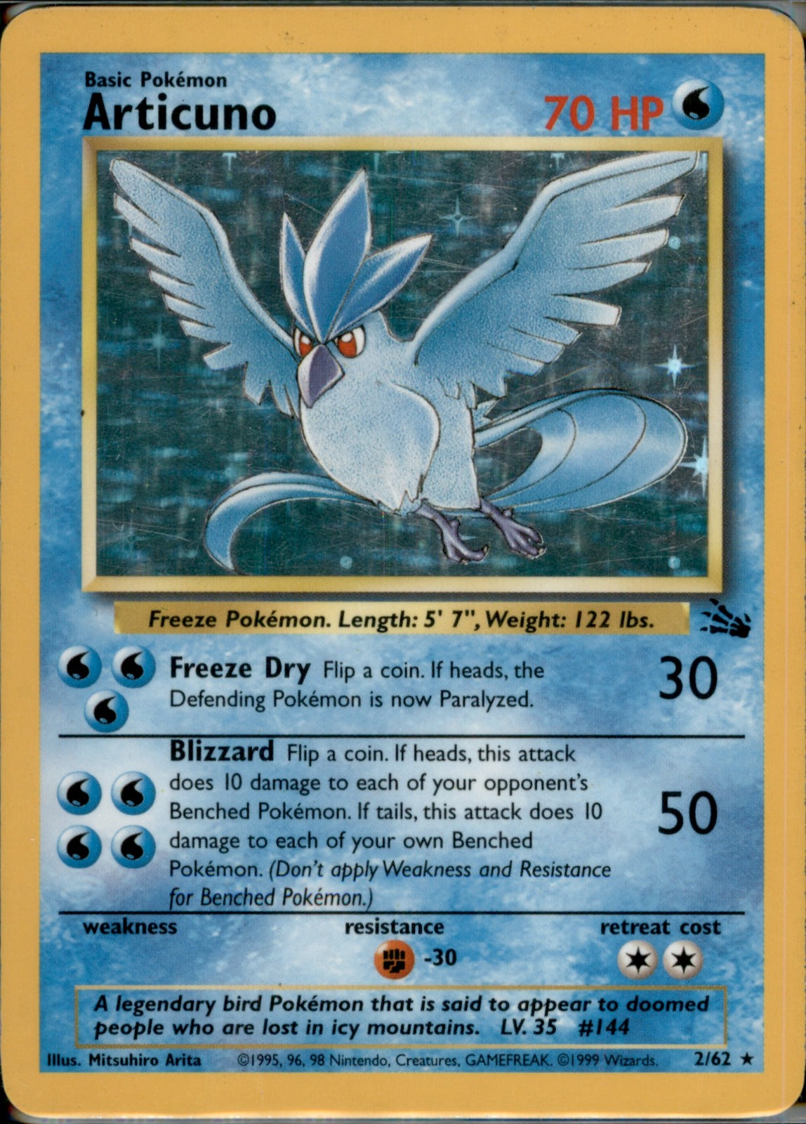Articuno (2) Holo Rare Fossil 02/62 NM