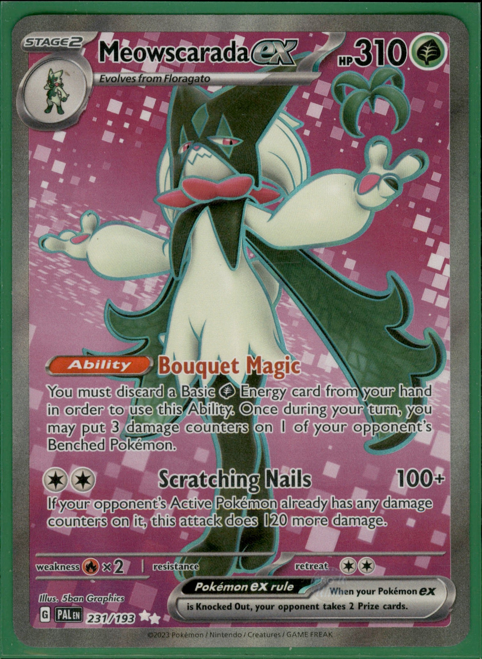 Meowscarada ex Ultra Rare SV02: Paldea Evolved 231/193 NM