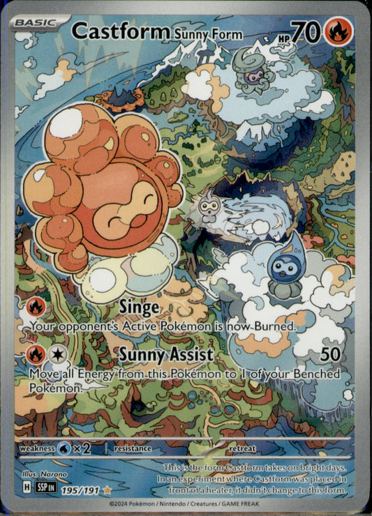 Castform Sunny Form Illustration Rare SV08: Surging Sparks 195/191 NM