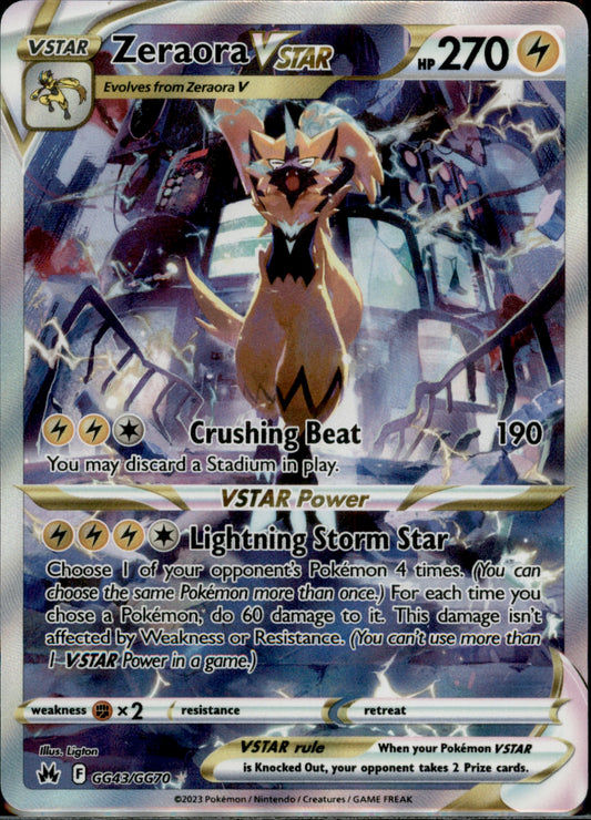 Zeraora VSTAR Ultra Rare Crown Zenith: Galarian Gallery GG43/GG70 NM