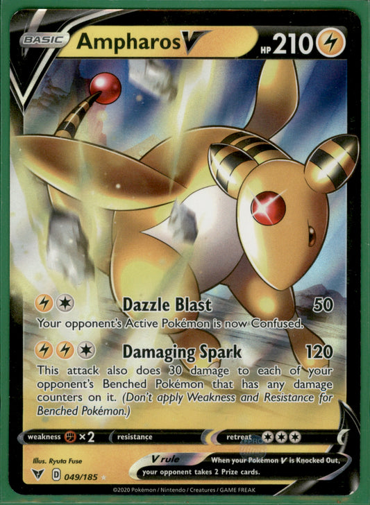 Ampharos V Ultra Rare SWSH04: Vivid Voltage 049/185 NM