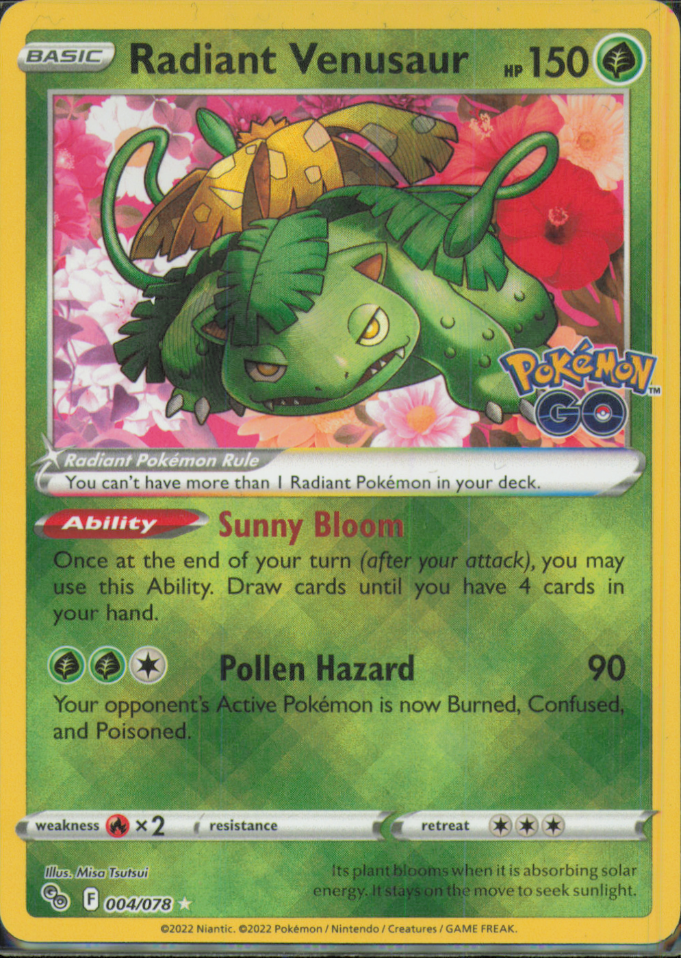 Radiant Venusaur Radiant Rare Pokemon GO 004/078 NM