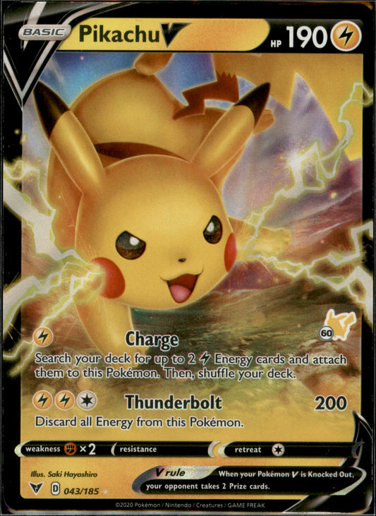 Pikachu V - (#60 Pikachu Stamped) Holo Rare Battle Academy 2022 043/185 NM