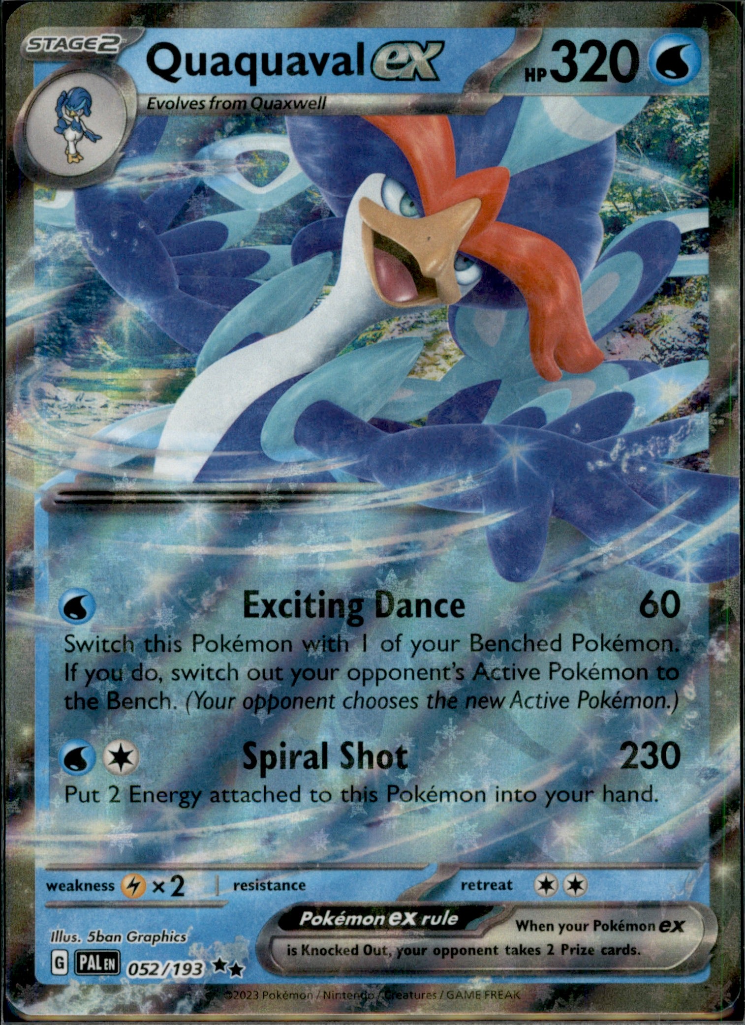 Quaquaval ex Double Rare SV02: Paldea Evolved 052/193 NM