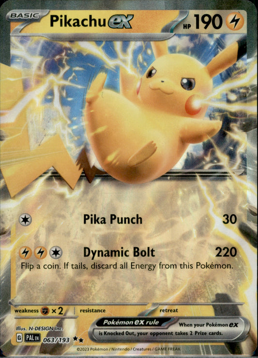 Pikachu ex Double Rare SV02: Paldea Evolved 063/193 NM
