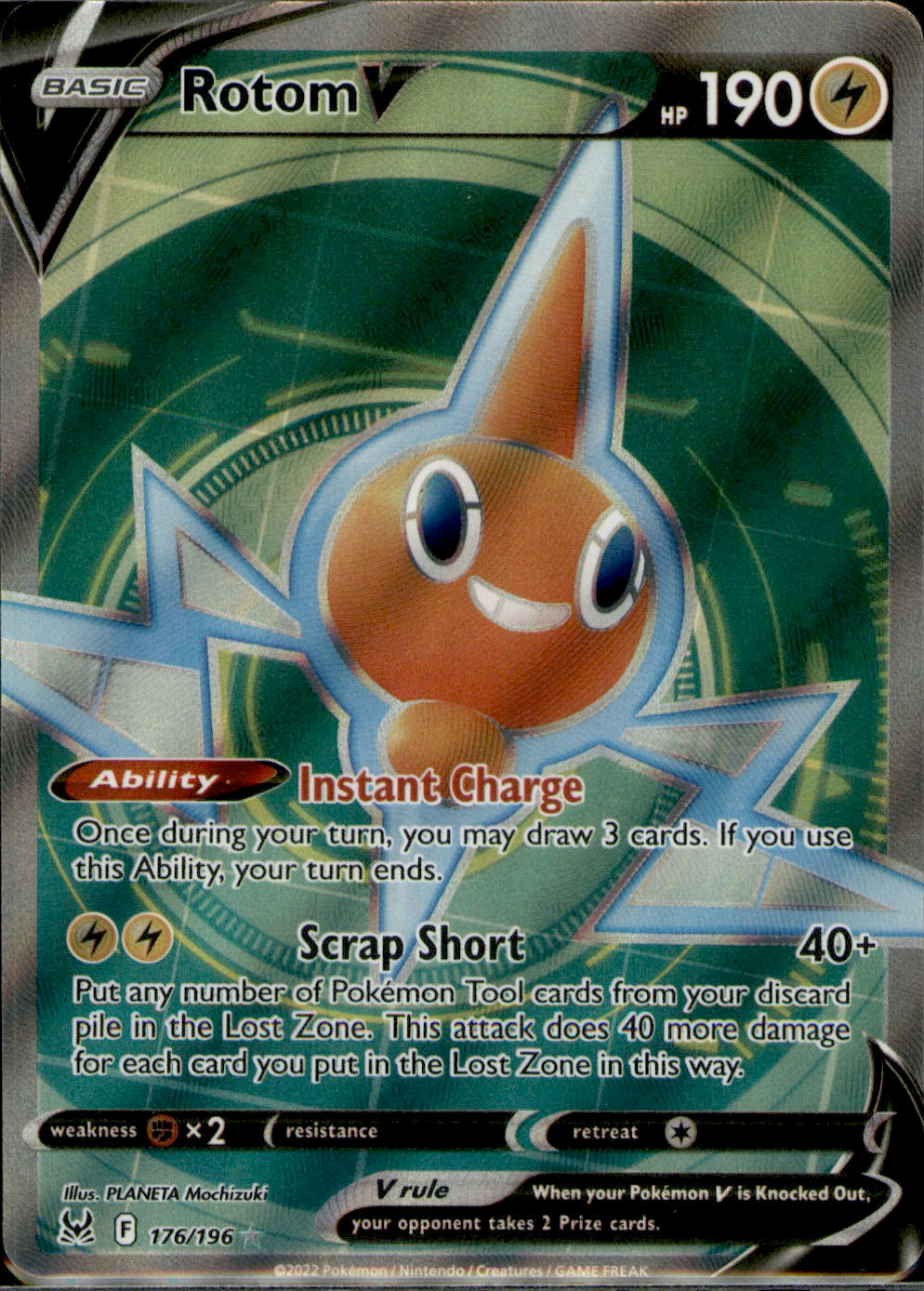 Rotom V (Full Art) Ultra Rare SWSH11: Lost Origin 176/196 NM