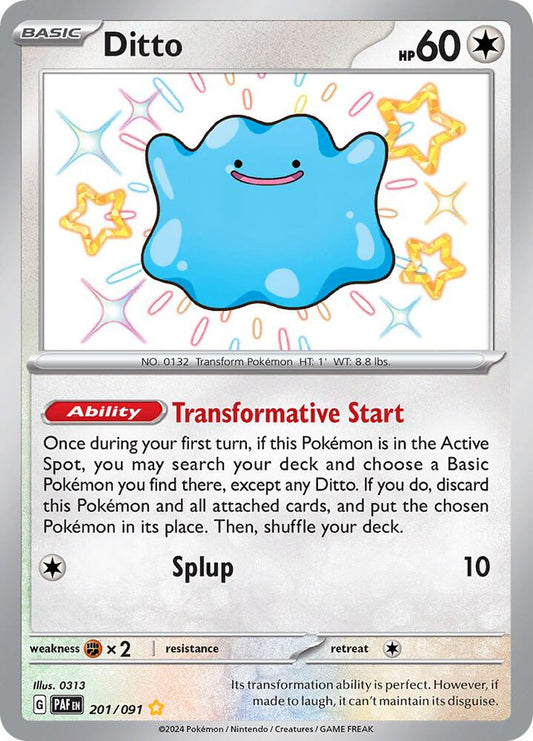 Ditto Shiny Rare SV: Paldean Fates 201/091 NM - Graded ARK 9.5 (Back)
