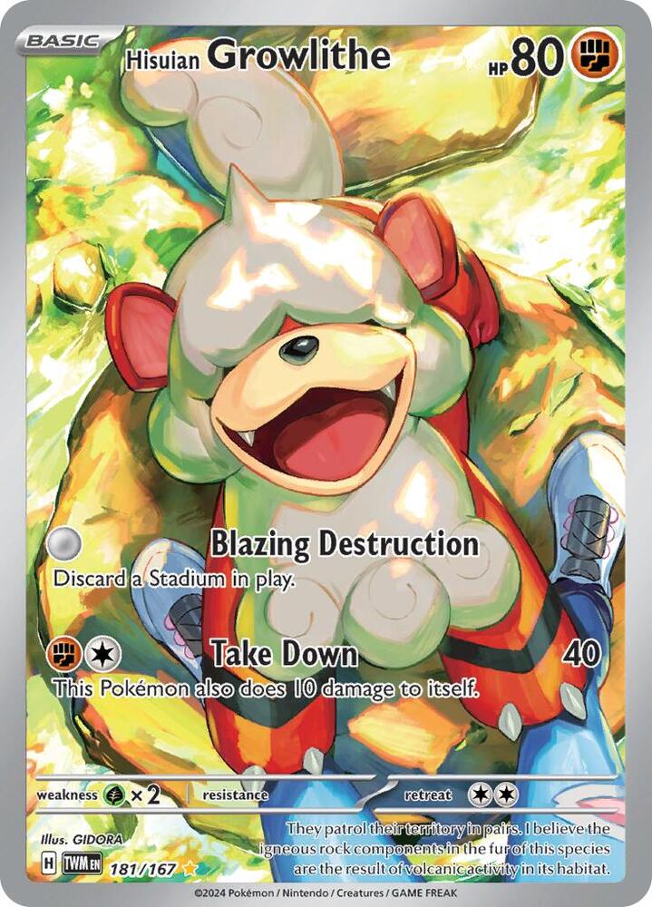 Hisuian Growlithe - Illustration Rare SV06: Twilight Masquerade 181/167 NM (Back)
