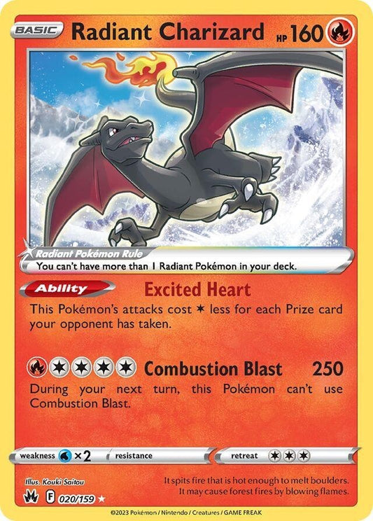 Radiant Charizard Radiant Rare Crown Zenith 020/159 LP