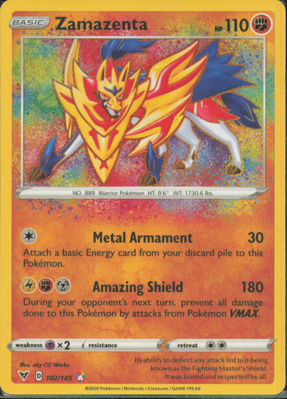 Zamazenta Amazing Rare SWSH04: Vivid Voltage 102/185 NM