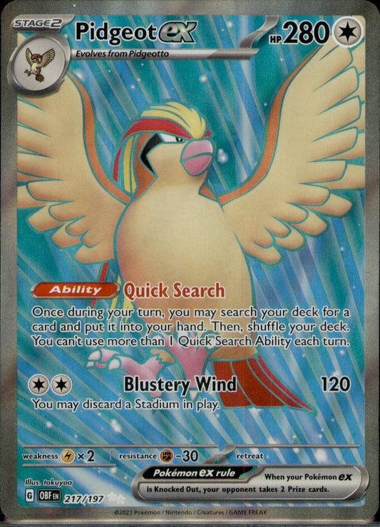 Pidgeot ex Ultra Rare SV03: Obsidian Flames 217/197 NM
