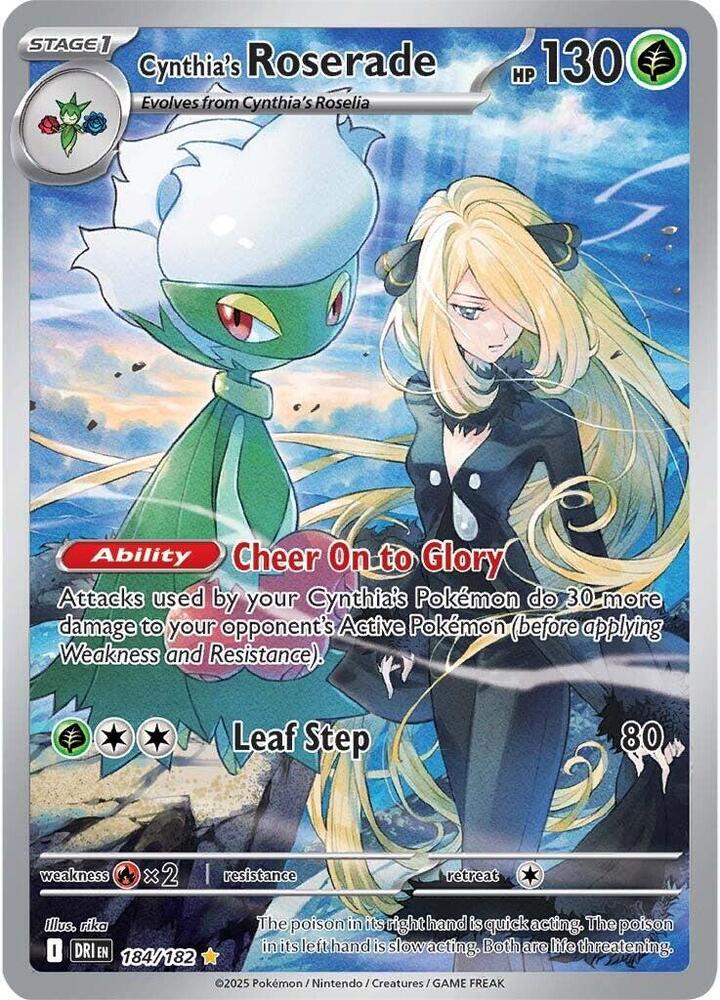 Cynthia's Roserade Illustration Rare SV10: Destined Rivals 184/182 NM